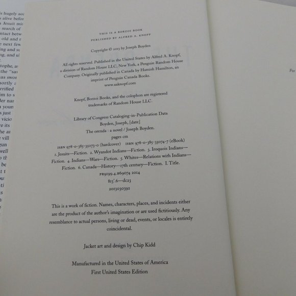 The Orenda A Novel Joseph Boyden 2014 Hardcover Dust Jacket First Edition SIGNED - Picture 4 of 4